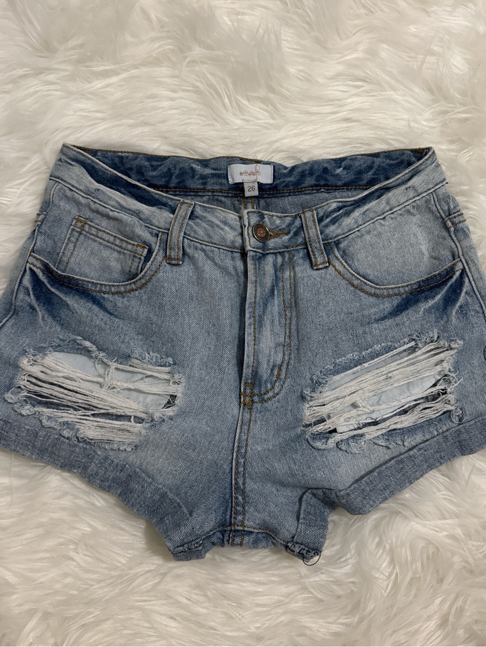envy Light Blue Distressed Denim Jean Shorts